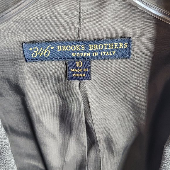 346 Brooks Brothers Gray Blazer One Button Shoulder Pads Faux Pockets Size 10 - Picture 7 of 7